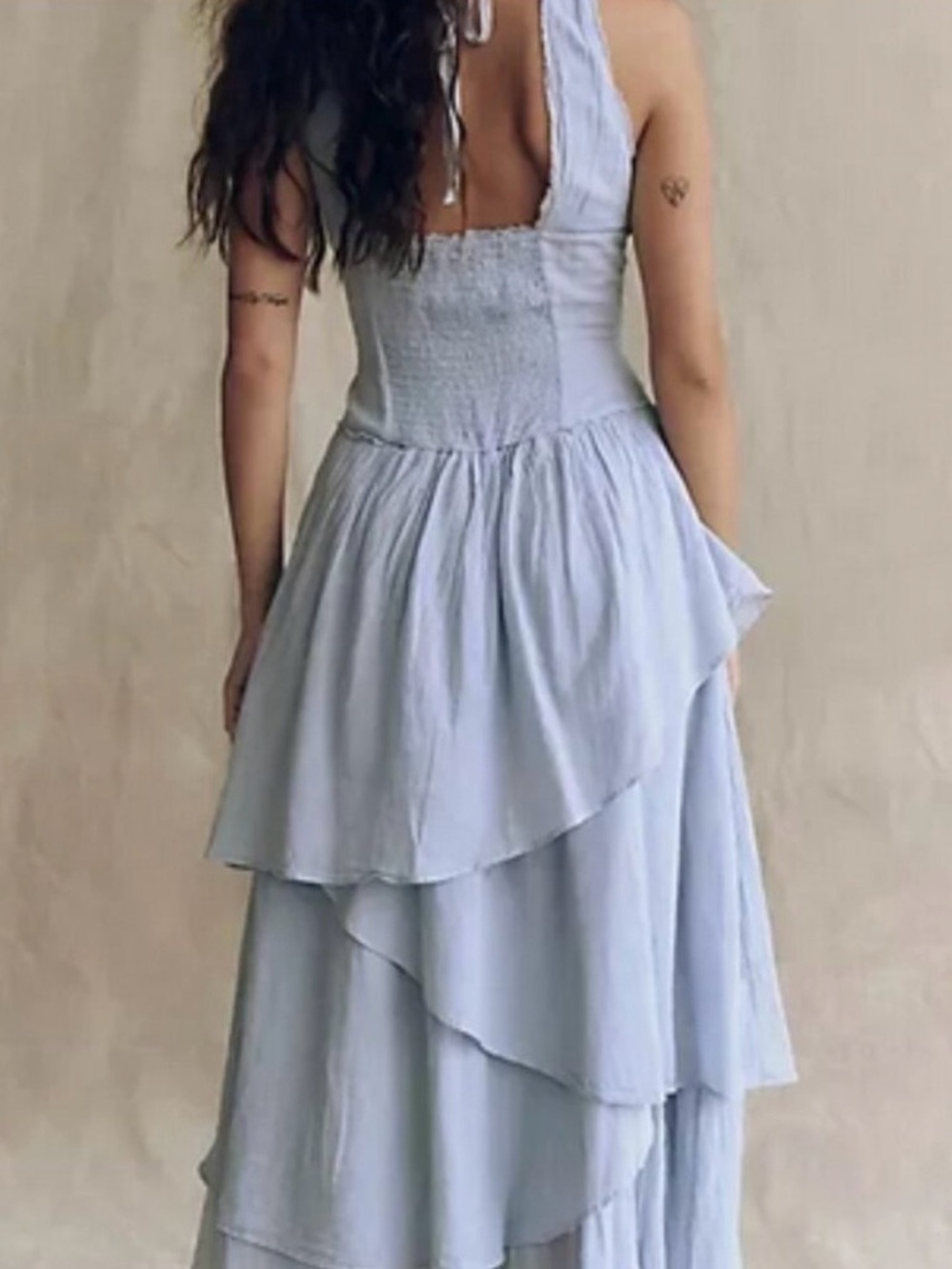 Free People In My Dreams Midi Smocked Asymmetrical Tiered - Picture 3 of 6